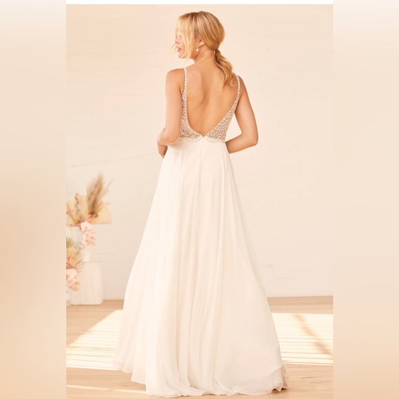Lulus True Love White Beaded Rhinestone Maxi Dress - Picture 5 of 6
